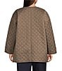 Eileen Fisher Plus Size Quilted Round Neck Long Sleeve Short Coat - Image 2