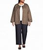 Eileen Fisher Plus Size Quilted Round Neck Long Sleeve Short Coat - Image 3