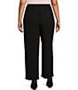 Color:Black - Image 2 - Plus Size Silk Georgette Crepe Elastic Waisted Wide-Leg Pull-On Ankle Pants