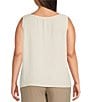 Color:Ivory - Image 2 - Plus Size Silk Georgette Crepe Scoop Neck Sleeveless Tank Top