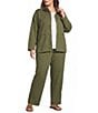 Eileen Fisher Plus Size Slubby Organic Cotton-Linen Straight Leg Pull-On Pants - Image 3