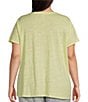 Color:Citrus - Image 2 - Plus Size Solid Organic Linen Jersey Crew Neck Short Sleeve Tee