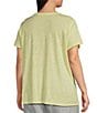 Color:Citrus - Image 5 - Plus Size Solid Organic Linen Jersey Crew Neck Short Sleeve Tee