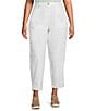 Color:White - Image 1 - Plus Size Stretch Organic Cotton Pull-On Lantern Ankle Pants
