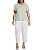Color:White - Image 3 - Plus Size Stretch Organic Cotton Pull-On Lantern Ankle Pants