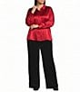 Eileen Fisher Plus Size Stretch Silk Charmeuse Point Collar Long Sleeve Button-Front Shirt - Image 3