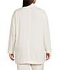 Eileen Fisher Plus Size Stretch Wool Blend Crepe Notch Lapel Long Sleeve Blazer, Color:Soft White - Image 2