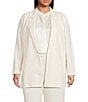 Eileen Fisher Plus Size Stretch Wool Blend Crepe Notch Lapel Long Sleeve Blazer, Color:Soft White - Image 1