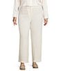 Eileen Fisher Plus Size Stretch Wool Blend Crepe Wide Leg Pants, Color:Soft White - Image 1
