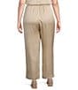 Eileen Fisher Plus Size Striated Silk Satin Straight Leg Pull-On Ankle Pants, Color:Almond - Image 2