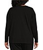 Color:Black - Image 2 - Plus Size Tencel Jersey Knit Long Sleeve Crew Neck Top