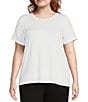 Color:White - Image 1 - Plus Size Tencel Lightweight Jersey Crew Neck Short Sleeve Shirt