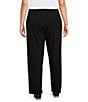 Color:Black - Image 2 - Plus Size Tencel™ Lyocell Stretch Knit Jersey Straight Leg Pull-On Pants