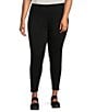 Color:Black - Image 1 - Plus Size Tencel™ Organic Cotton Knit Jersey High Waisted Ankle Leggings