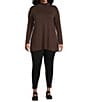 Color:Black - Image 3 - Plus Size Tencel™ Organic Cotton Knit Jersey High Waisted Ankle Leggings
