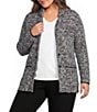 Eileen Fisher Plus Size Two-Tone Yarn Notch Collar Long Sleeve Two Button-Front Jacket - Image 1