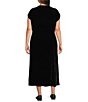 Eileen Fisher Plus Size Velvet V-Neck Cap Sleeve Pull-On A-Line Dress - Image 2