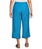 Eileen Fisher Plus Size Washed Organic Linen Elastic Waist Wide Leg Cropped Pants, Color:Oahu Blue - Image 2