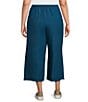 Eileen Fisher Plus Size Washed Organic Linen Elastic Waist Wide Leg Cropped Pants, Color:Hudson - Image 2