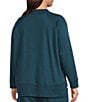 Eileen Fisher Plus Size Organic Cotton Blend Soft Knit High Neck Long Sleeve Top, Color:Alpine - Image 4