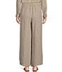 Eileen Fisher Puckered Organic Linen Stripe Drawstring Wide Ankle Pants - Image 2