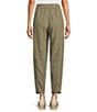 Eileen Fisher Puckered Organic Linen Yarn-Dyed Stripe Elastic Waist Pull-On Pants, Color:Branch - Image 2