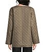 Eileen Fisher Quilted Round Neck Long Sleeve Short Coat - Image 2