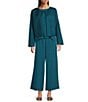 Eileen Fisher Quilted Silk Round Neck Long Sleeve Jacket, Color:Harbor - Image 3