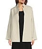 Eileen Fisher Quilted Silk Stand Collar Long Sleeve Open Front Jacket, Color:Bone - Image 1