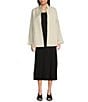 Eileen Fisher Quilted Silk Stand Collar Long Sleeve Open Front Jacket, Color:Bone - Image 3