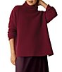 Eileen Fisher Recycled Wool Cashmere Blend Turtleneck Long Sleeve Sweater, Color:Deep Scarlet - Image 1