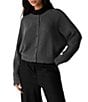 Eileen Fisher Ribbed Knit Round Neck Long Sleeve Button-Front Cardigan - Image 1