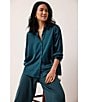 Eileen Fisher Satin Classic Collar Long Sleeve Button Front Shirt, Color:Alpine - Image 4