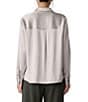 Eileen Fisher Satin Classic Collar Long Sleeve Button Front Shirt, Color:Chalk - Image 2