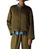 Eileen Fisher Satin Weave Round Neck Long Sleeve Button-Front Jacket - Image 1