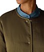Eileen Fisher Satin Weave Round Neck Long Sleeve Button-Front Jacket - Image 3