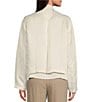 Color:Ivory - Image 2 - Satin Woven Stand Collar Long Sleeve Easy Fit Jacket