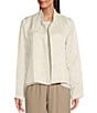 Color:Ivory - Image 4 - Satin Woven Stand Collar Long Sleeve Easy Fit Jacket