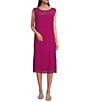 Eileen Fisher Sheer Silk Georgette Boat Neck Sleeveless Midi Dress, Color:Sangria - Image 1