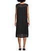 Eileen Fisher Sheer Silk Georgette Boat Neck Sleeveless Midi Dress, Color:Black - Image 2