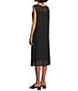 Eileen Fisher Sheer Silk Georgette Boat Neck Sleeveless Midi Dress, Color:Black - Image 4
