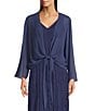 Eileen Fisher Sheer Silk Georgette Tie Front Bracelet Sleeve Cardigan, Color:Bluette - Image 1