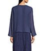 Eileen Fisher Sheer Silk Georgette Tie Front Bracelet Sleeve Cardigan, Color:Bluette - Image 2