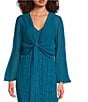 Eileen Fisher Sheer Silk Georgette Tie Front Bracelet Sleeve Cardigan, Color:Dragonfly - Image 1