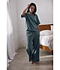 Eileen Fisher Organic Cotton Short Sleeve Interlock Knit Notch Collar Sleep Top, Color:Eucalyptus - Image 6