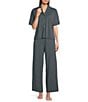 Eileen Fisher Organic Cotton Short Sleeve Interlock Knit Notch Collar Sleep Top, Color:Eucalyptus - Image 3