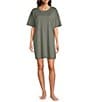 Eileen Fisher Organic Cotton Short Sleeve Round Neck Solid Interlock Knit Nightshirt - Image 1