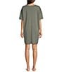 Eileen Fisher Organic Cotton Short Sleeve Round Neck Solid Interlock Knit Nightshirt - Image 2