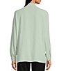 Color:Absinthe - Image 2 - Silk Georgette Crepe Banded Mandarin Collar Long Sleeve Shirt