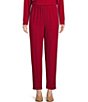Color:Ruby - Image 1 - Silk Georgette Crepe High Waisted Tapered Leg Pull-On Pants